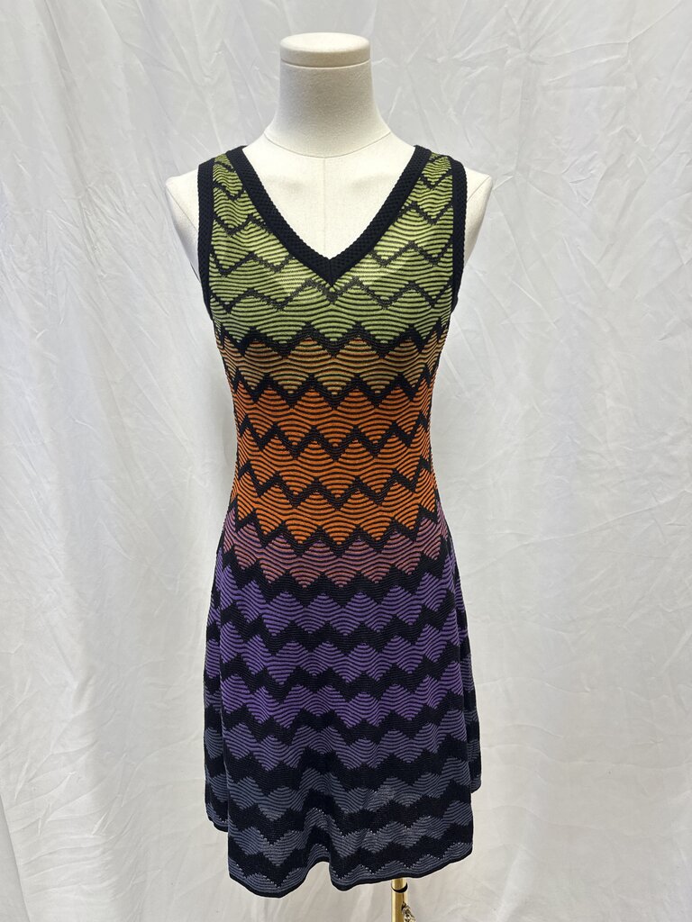 Missoni Black Rainbow Chevron Knit Dress