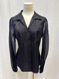 Lafayette 148 Black Pintuck Silk Top