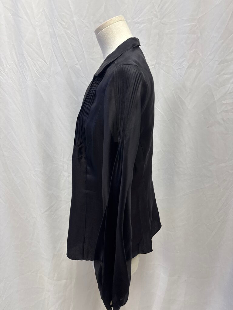 Lafayette 148 Black Pintuck Silk Top
