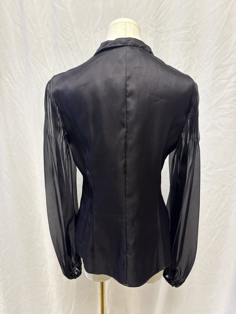 Lafayette 148 Black Pintuck Silk Top