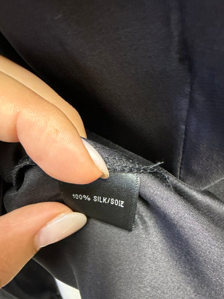 Lafayette 148 Black Pintuck Silk Top