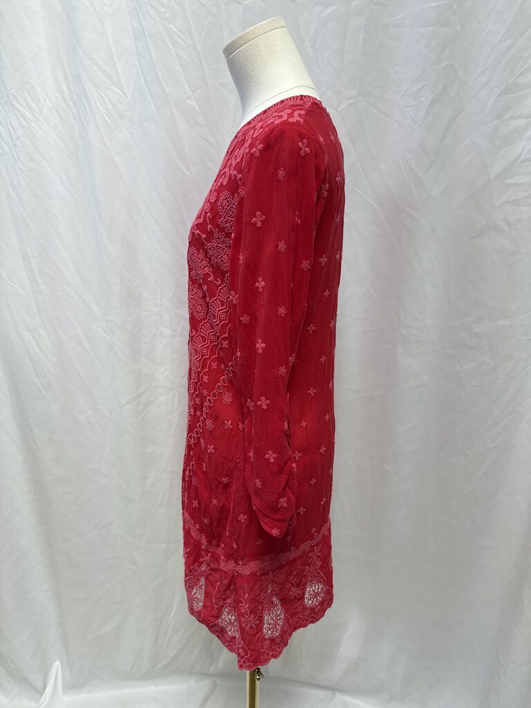 Johnny Was Red Embroidered Dress