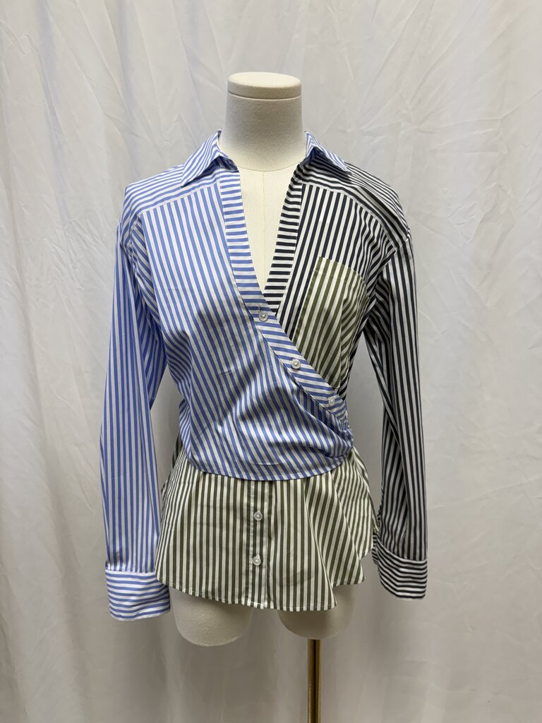 Veronica Beard Multi Striped Button Up Top