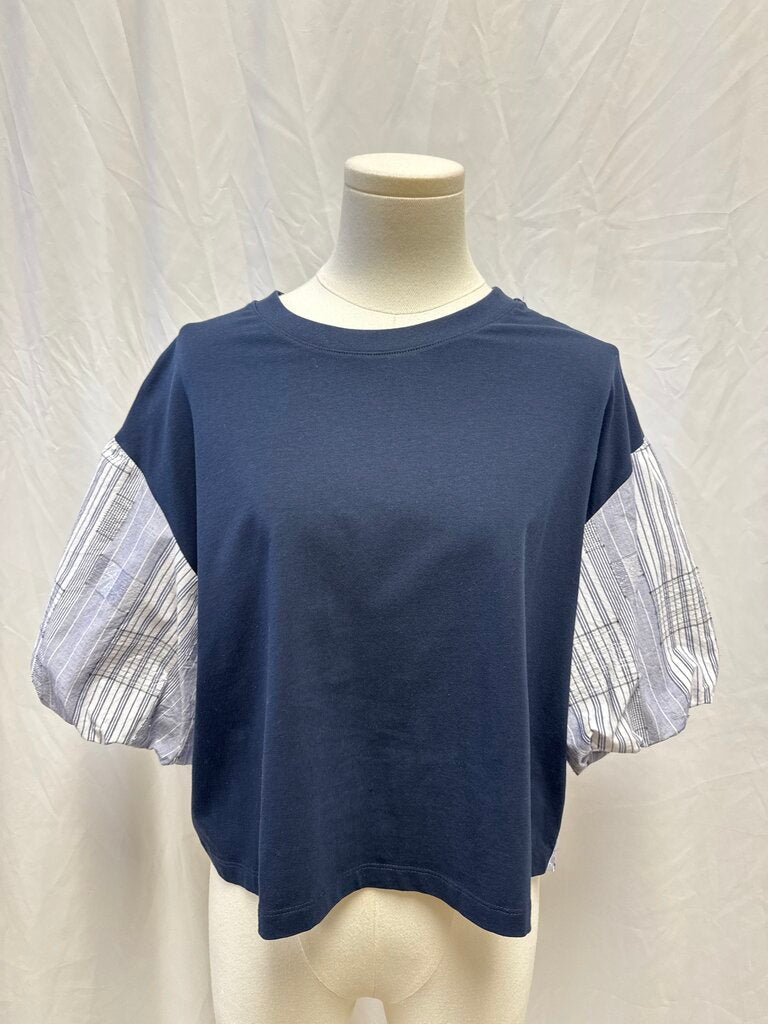 Ramy Brook Navy Puff Sleeve Top