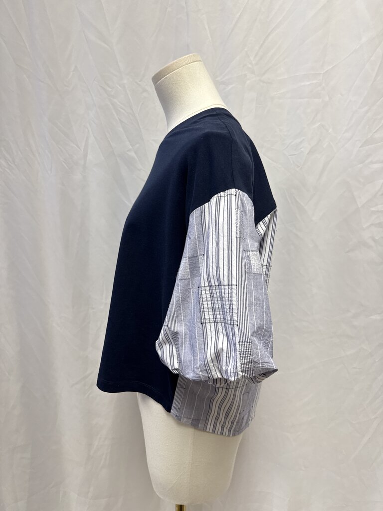 Ramy Brook Navy Puff Sleeve Top