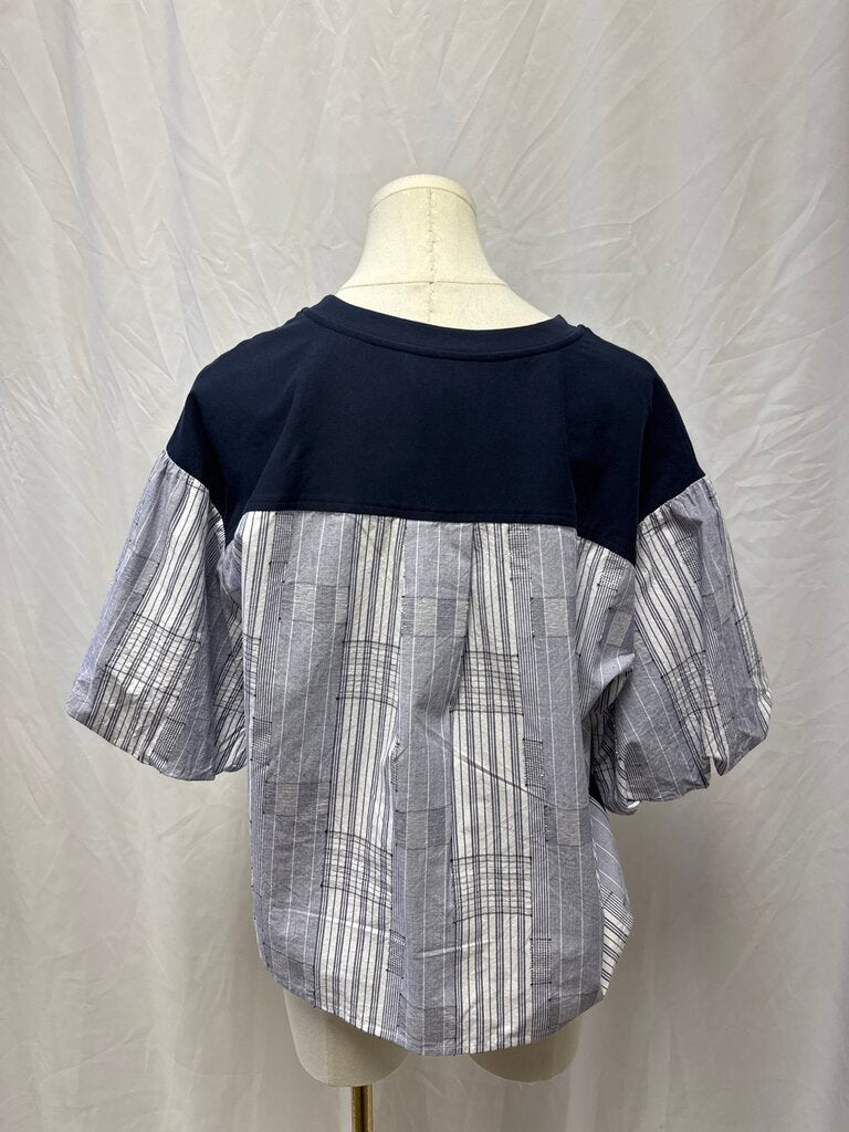 Ramy Brook Navy Puff Sleeve Top