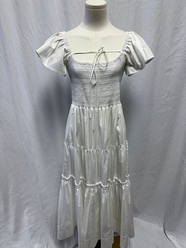 La Ligne White Smocked Maxi Dress