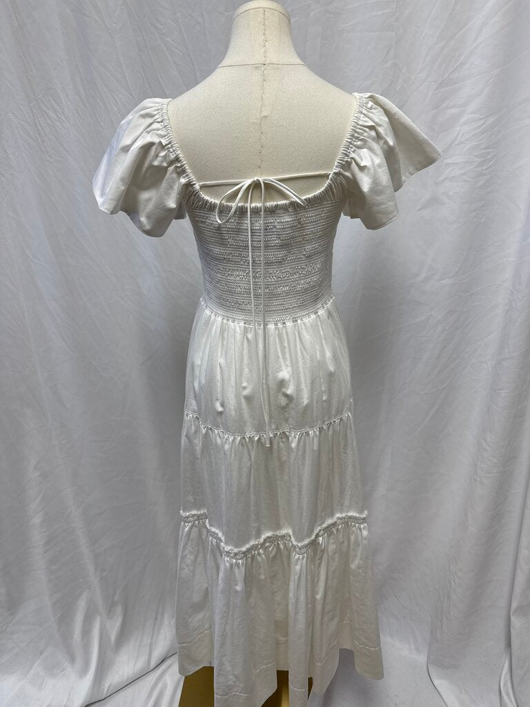 La Ligne White Smocked Maxi Dress