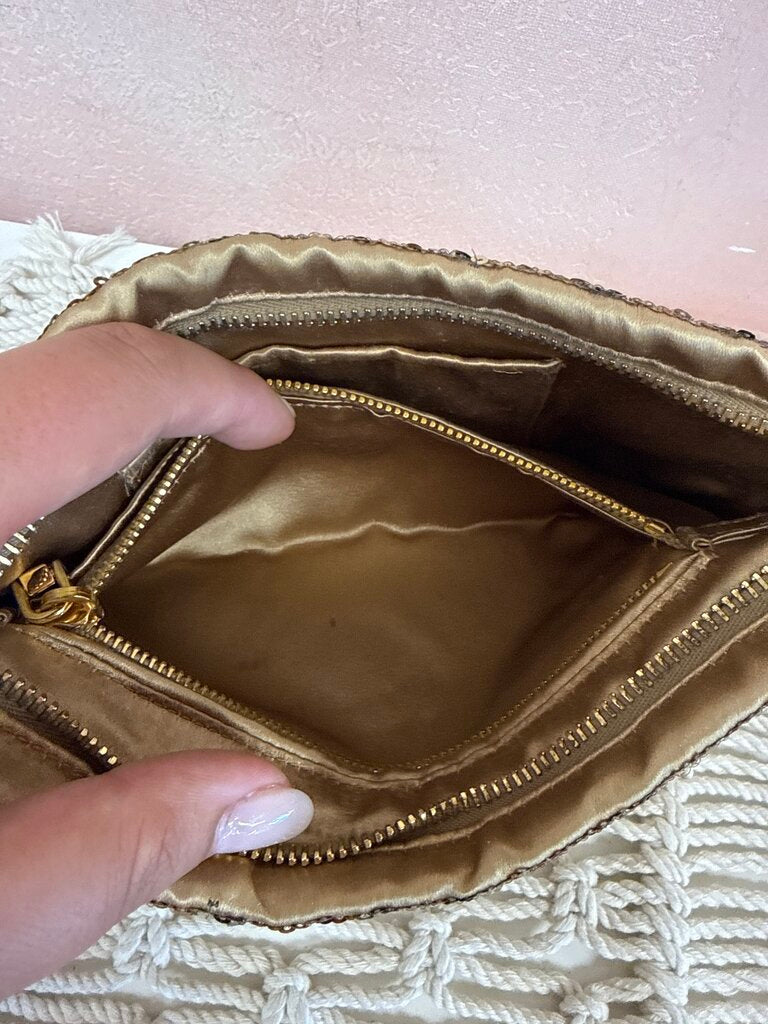 Prada Gold Sequin Clutch w/Box (Inside As Is)