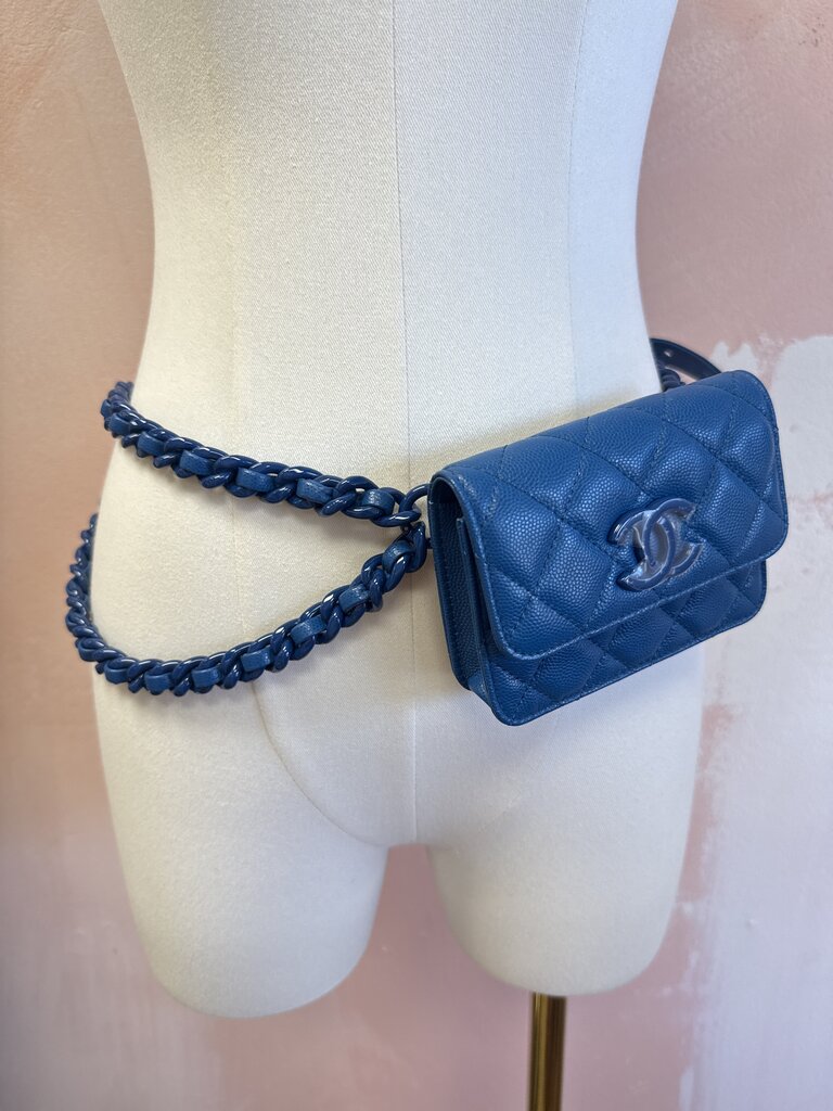 Chanel Cobalt Quilted My Everything Flap Belt Bag w/Bag