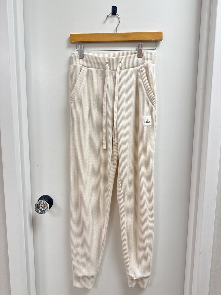 Alo Off White Ribbed Jogger