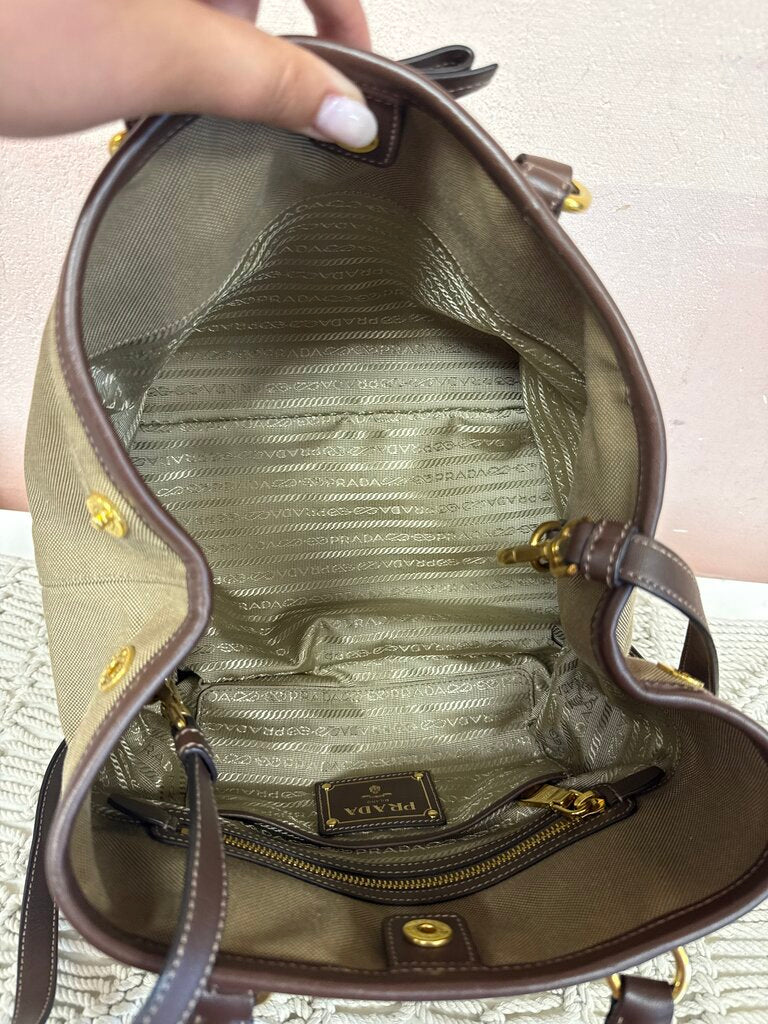 Prada Brown Jacquard Tote