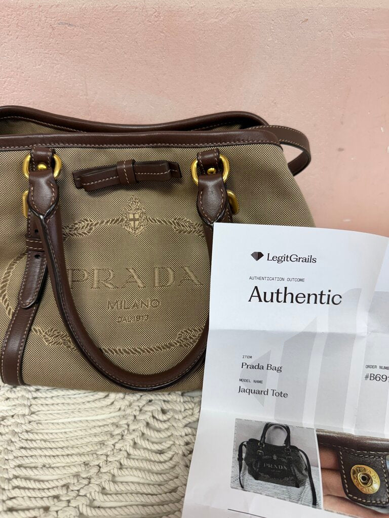 Prada Brown Jacquard Tote