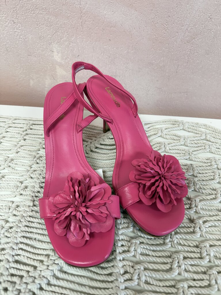 Larroude Pink Flower Slingback Sandal w/Dustbag