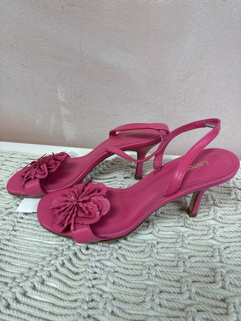 Larroude Pink Flower Slingback Sandal w/Dustbag