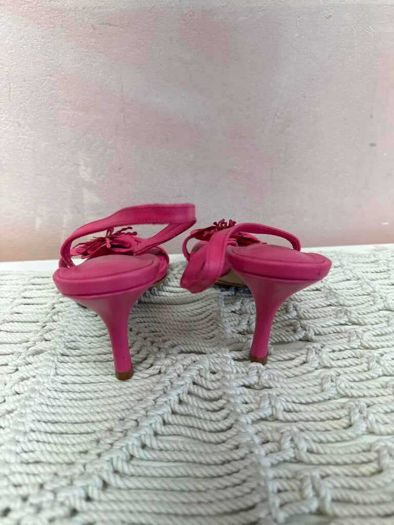 Larroude Pink Flower Slingback Sandal w/Dustbag