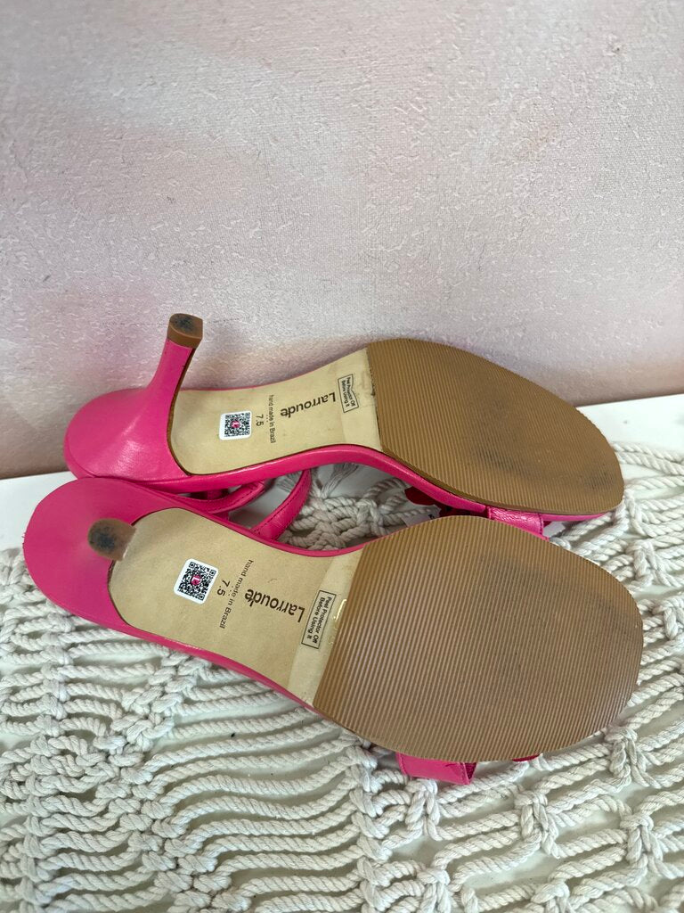 Larroude Pink Flower Slingback Sandal w/Dustbag