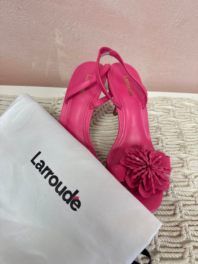 Larroude Pink Flower Slingback Sandal w/Dustbag