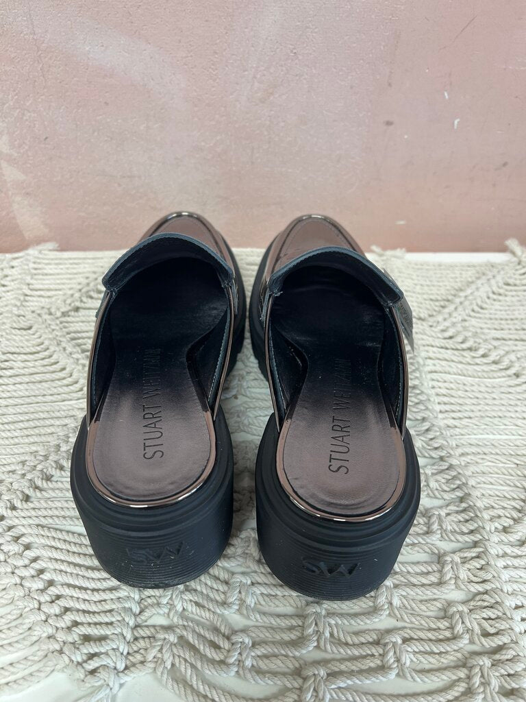 Stuart Weitzman Gunmetal Grey Loafer Mule w/Box