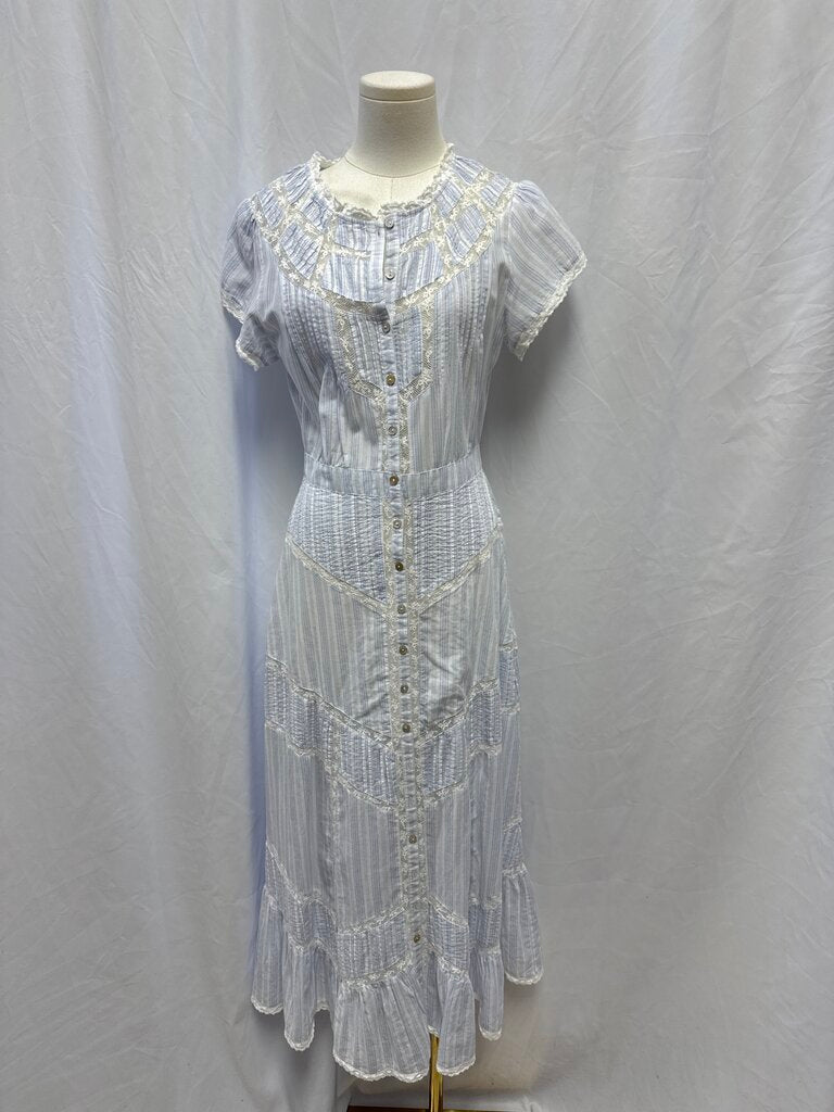 LoveShackFancy Blue Striped Maxi Dress