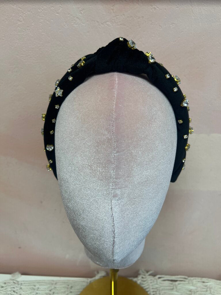 Lele Sadoughi Black Velvet Stars Headband w/Bag