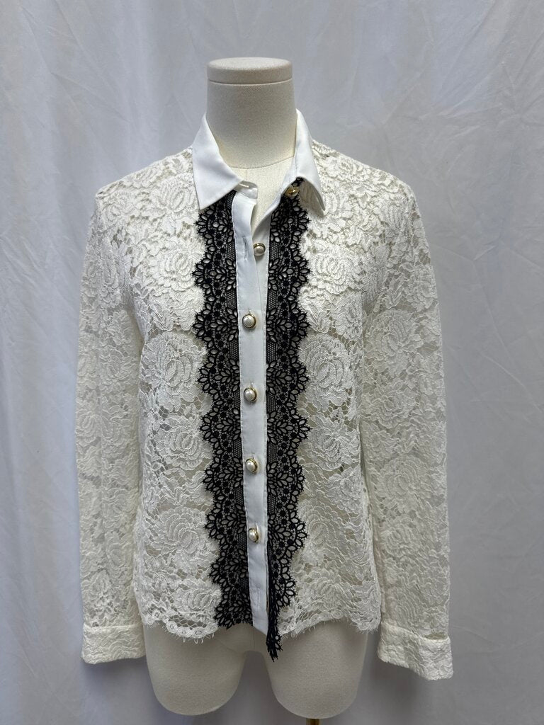 The Kooples White Lace Button Up