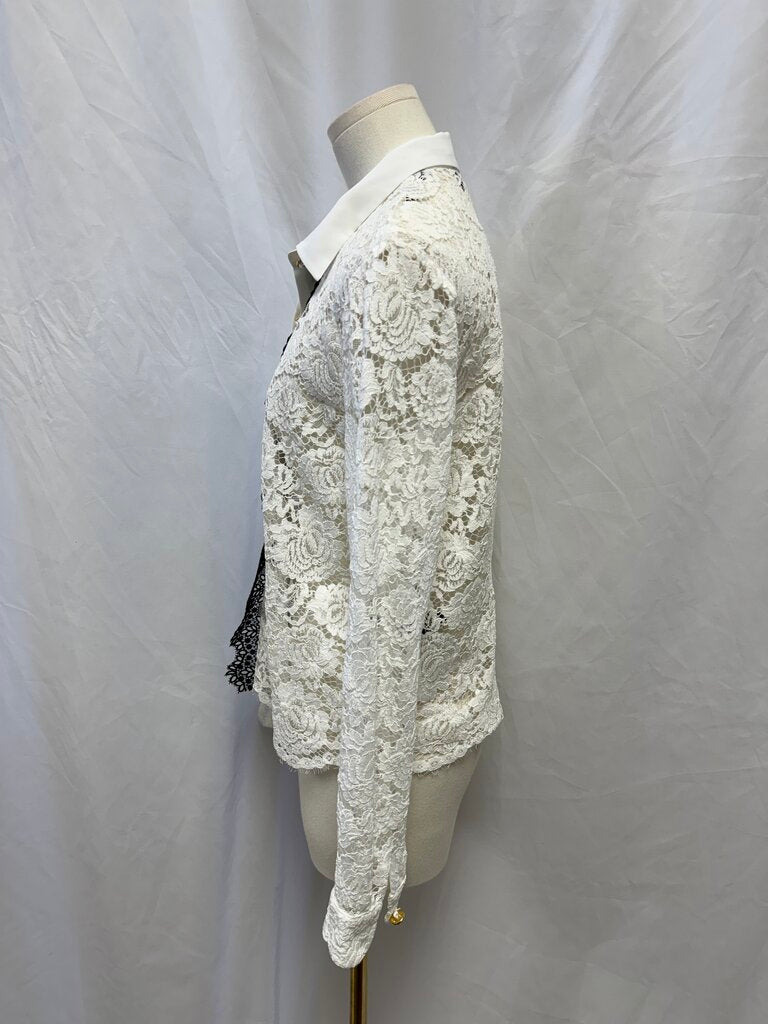 The Kooples White Lace Button Up