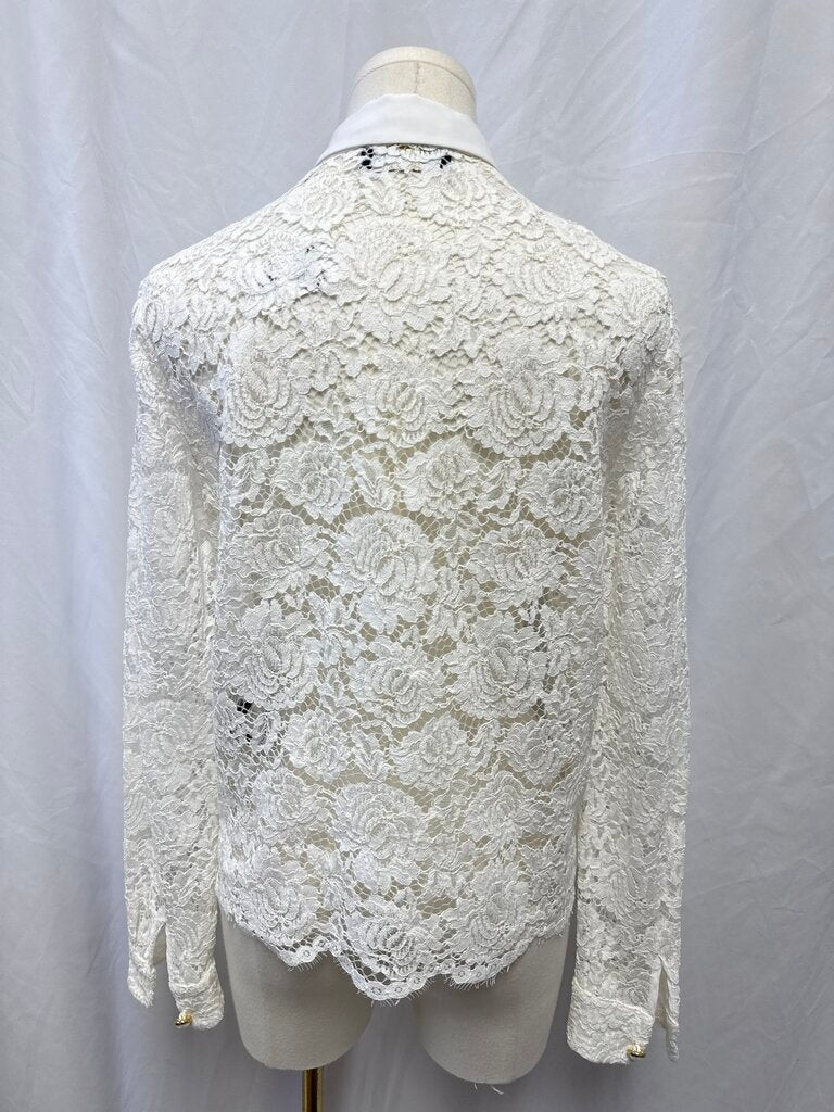 The Kooples White Lace Button Up