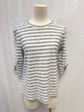 Veronica Beard Black and White Ruched Sleeve Tee