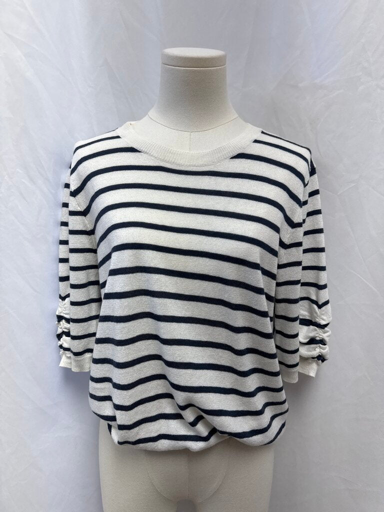 Frame Ivory and Blue Striped Sweater
