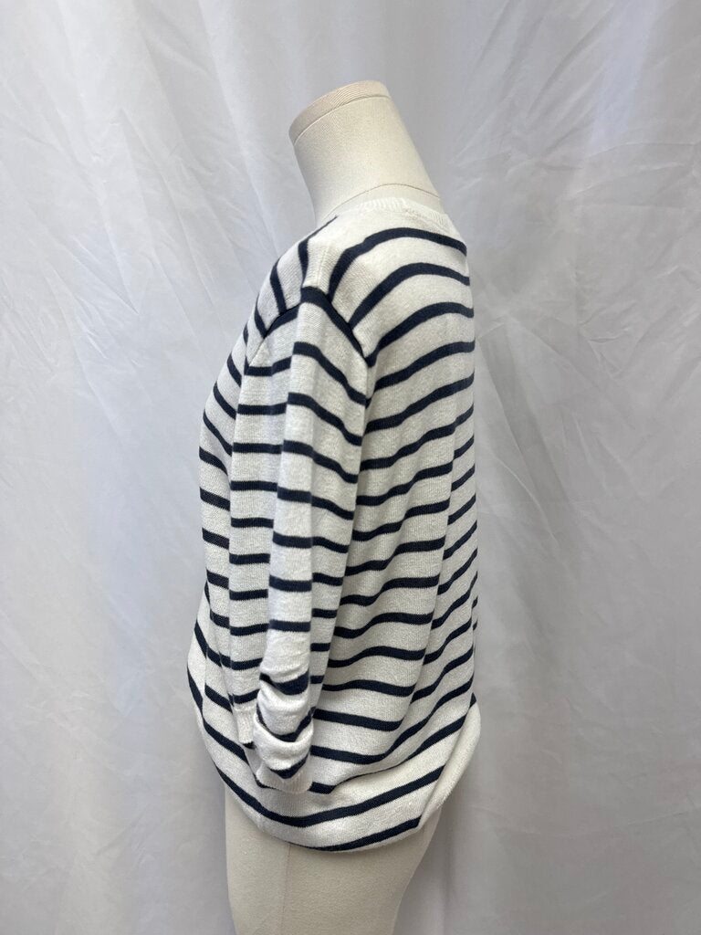 Frame Ivory and Blue Striped Sweater