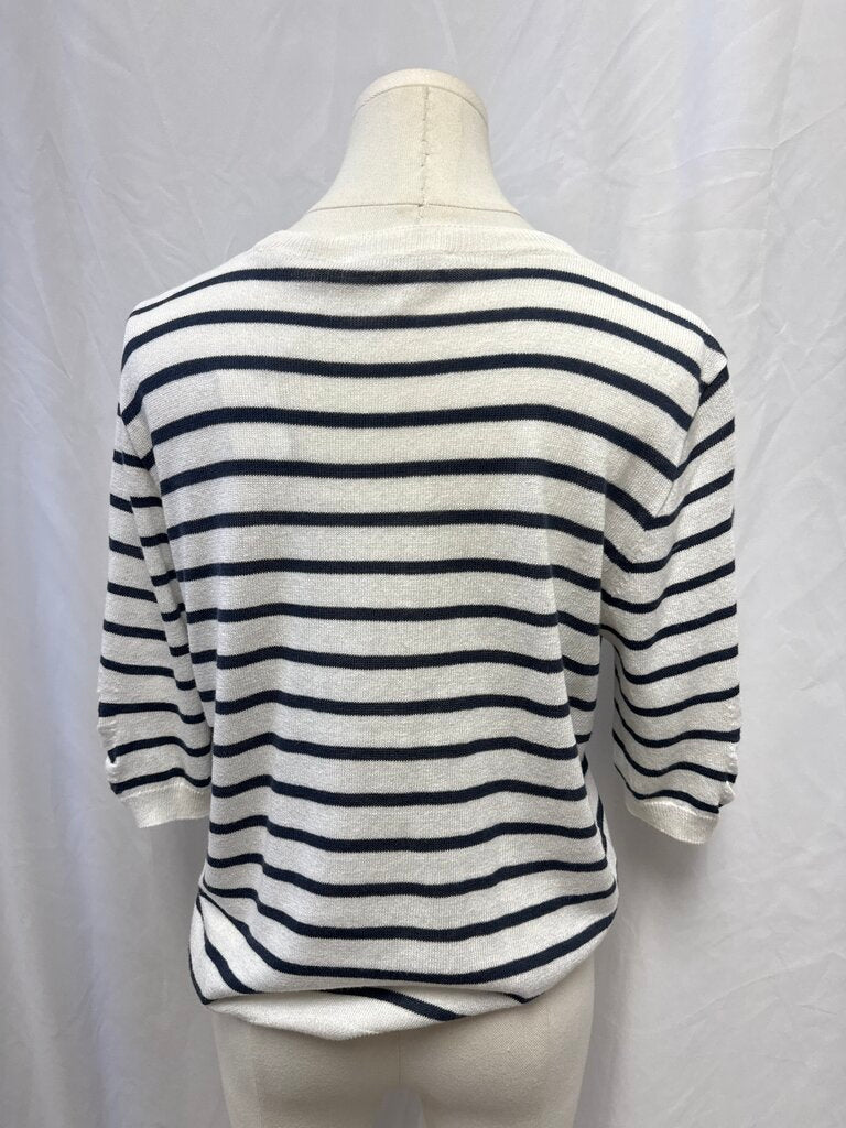 Frame Ivory and Blue Striped Sweater