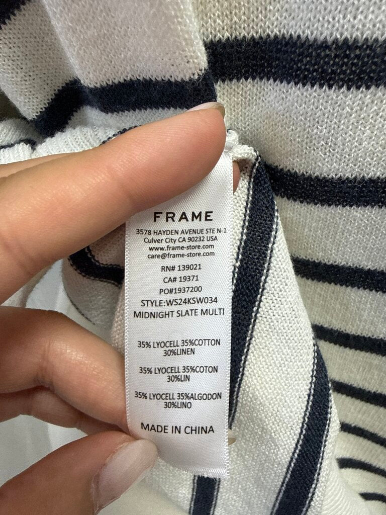 Frame Ivory and Blue Striped Sweater