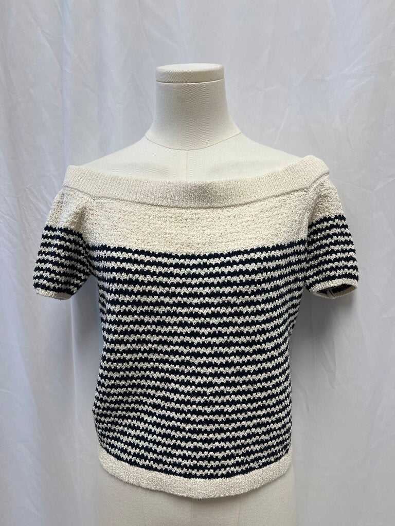 Tanya Taylor Ivory and Black Knit Top