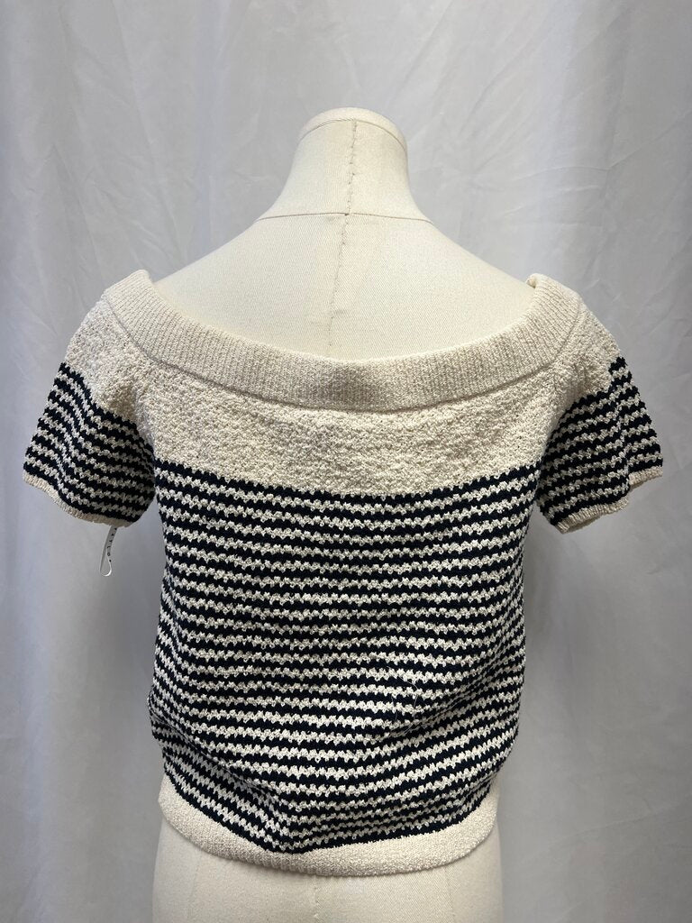 Tanya Taylor Ivory and Black Knit Top