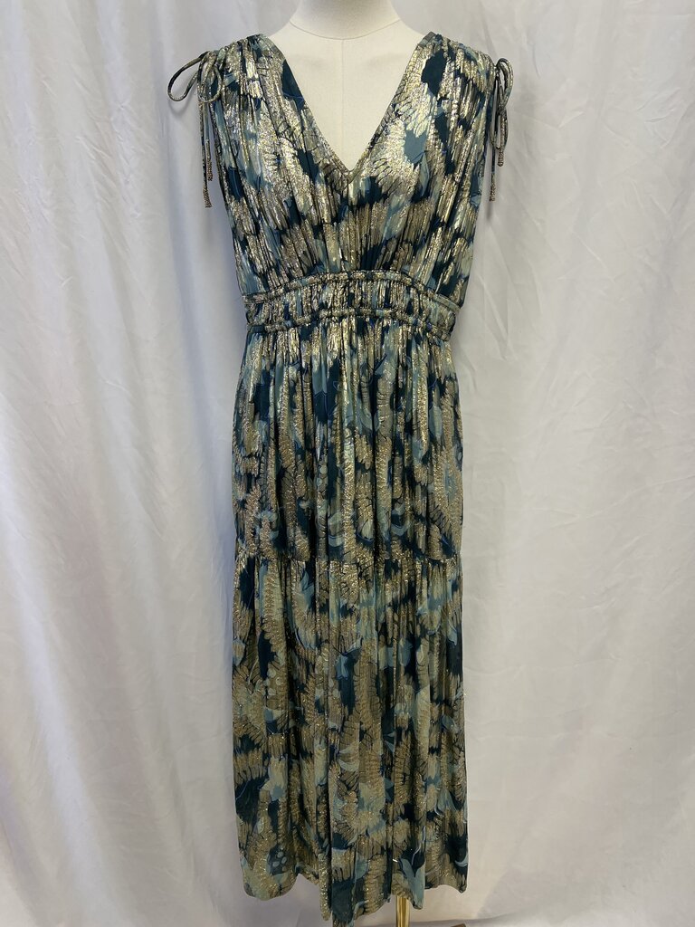 Omika Blue and Gold Maxi Dress