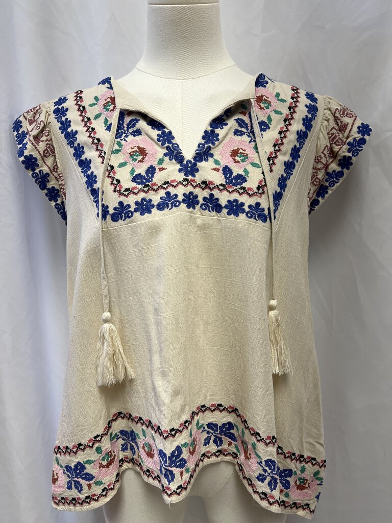 BluIvy Ivory Embroidered Boho Top