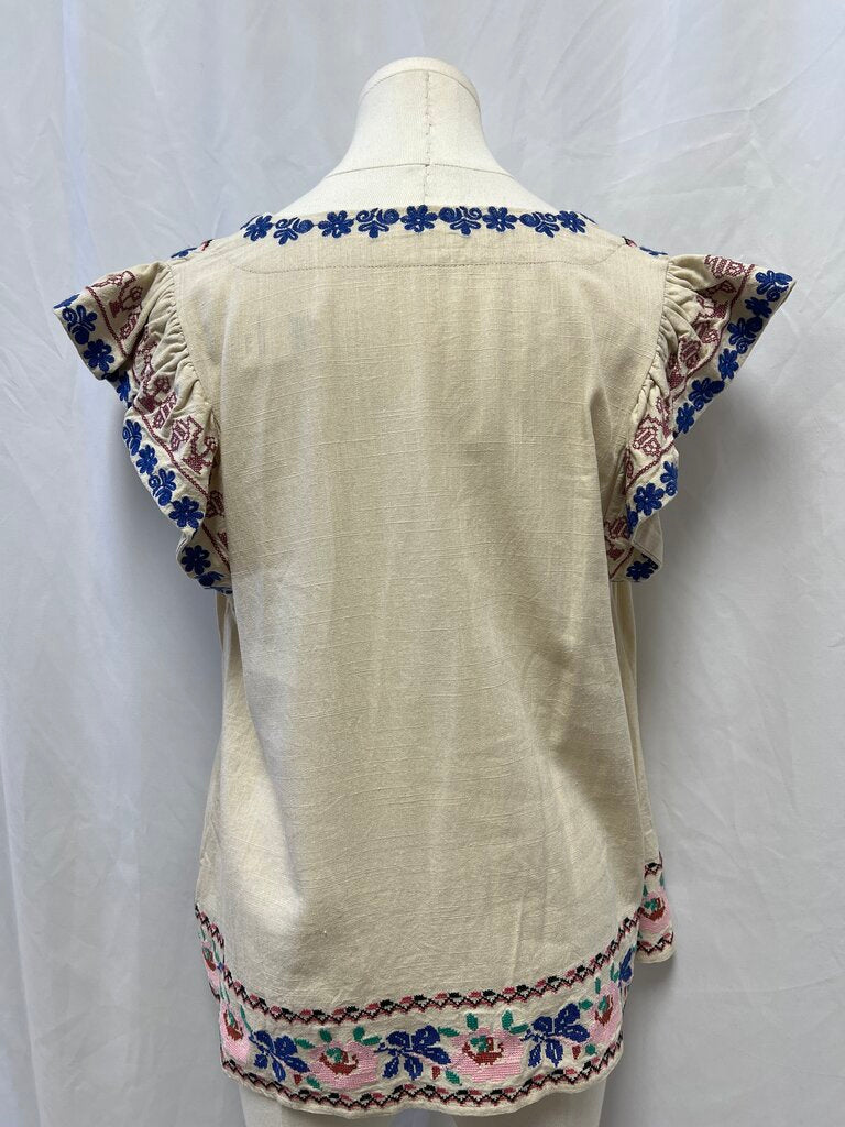 BluIvy Ivory Embroidered Boho Top