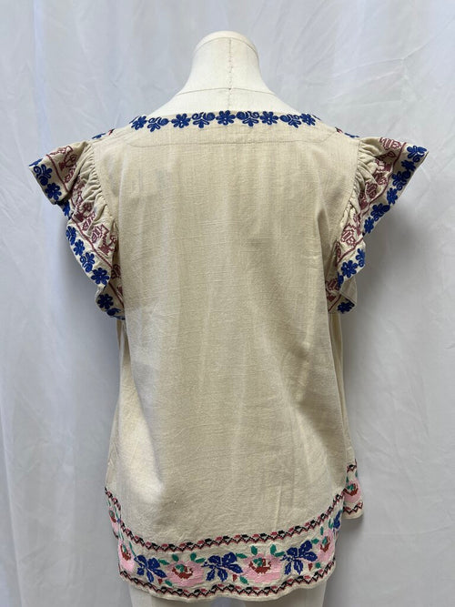 BluIvy Ivory Embroidered Boho Top