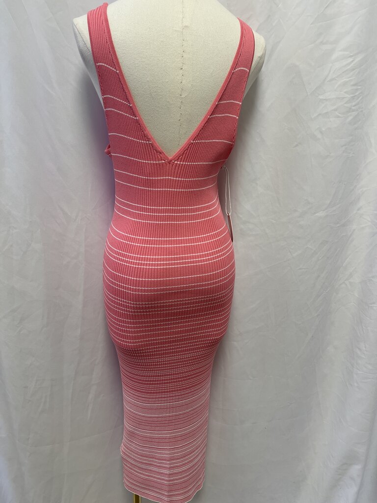 Staud Pink Striped Ribbed Tank Dress
