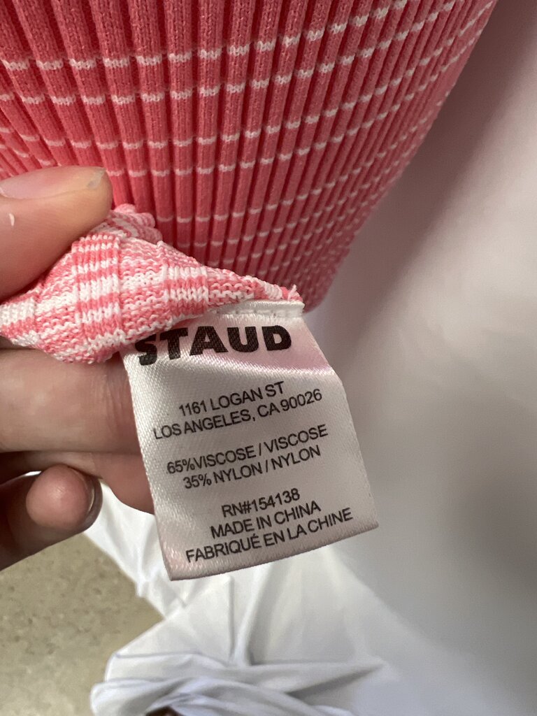 Staud Pink Striped Ribbed Tank Dress
