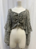Misa Green Floral Smocked Boho Top