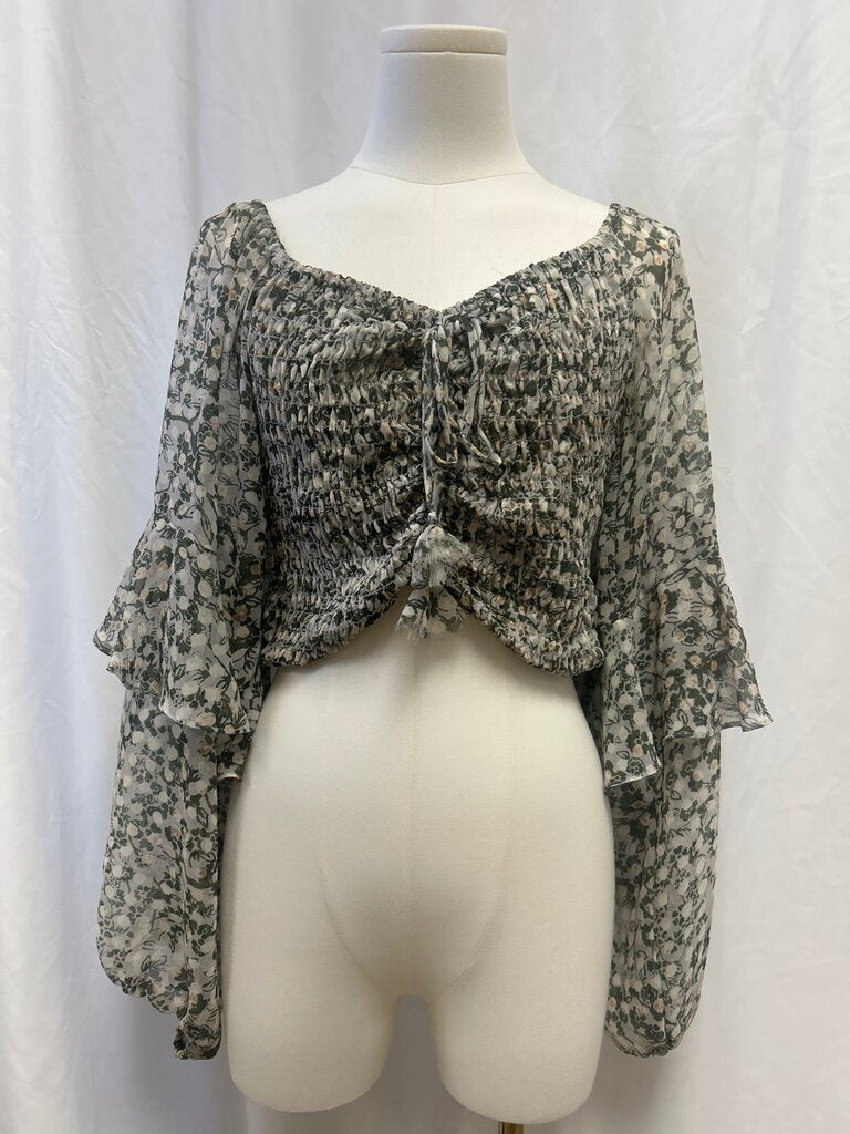 Misa Green Floral Smocked Boho Top