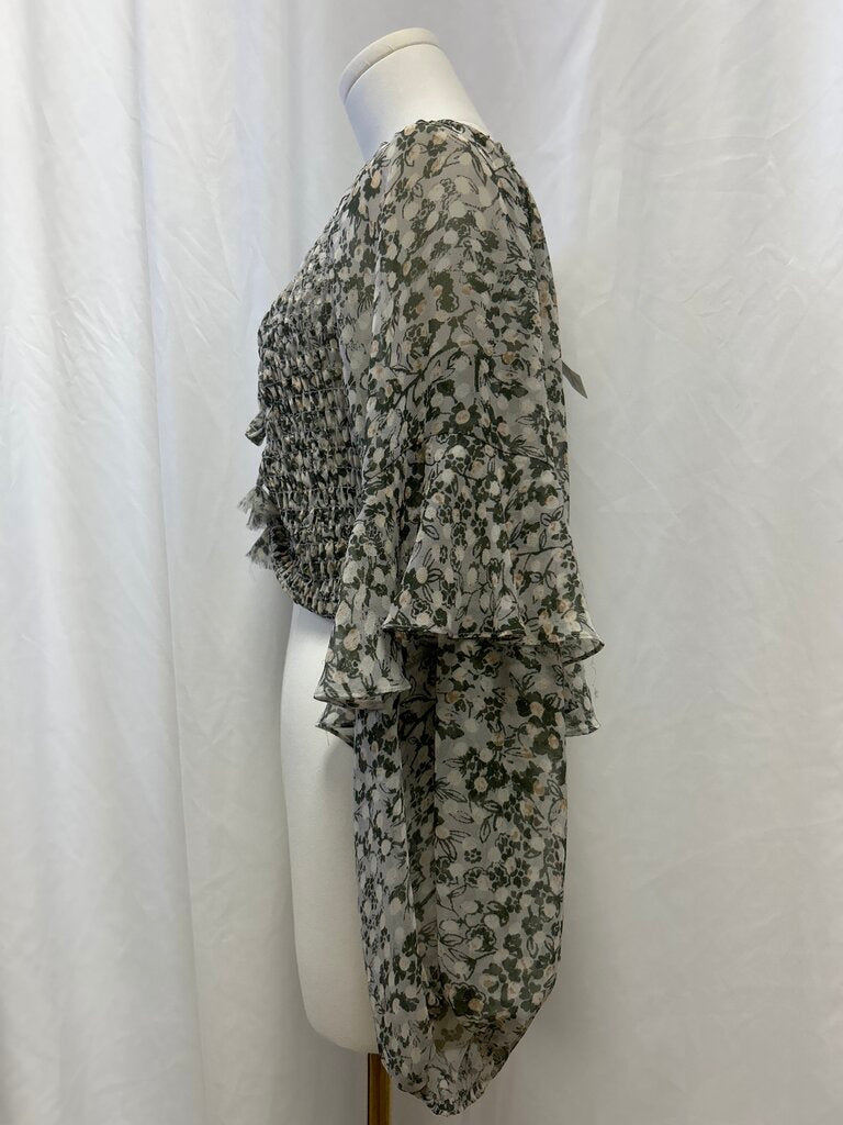 Misa Green Floral Smocked Boho Top