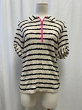Lisa Todd Black and White Striped Polo
