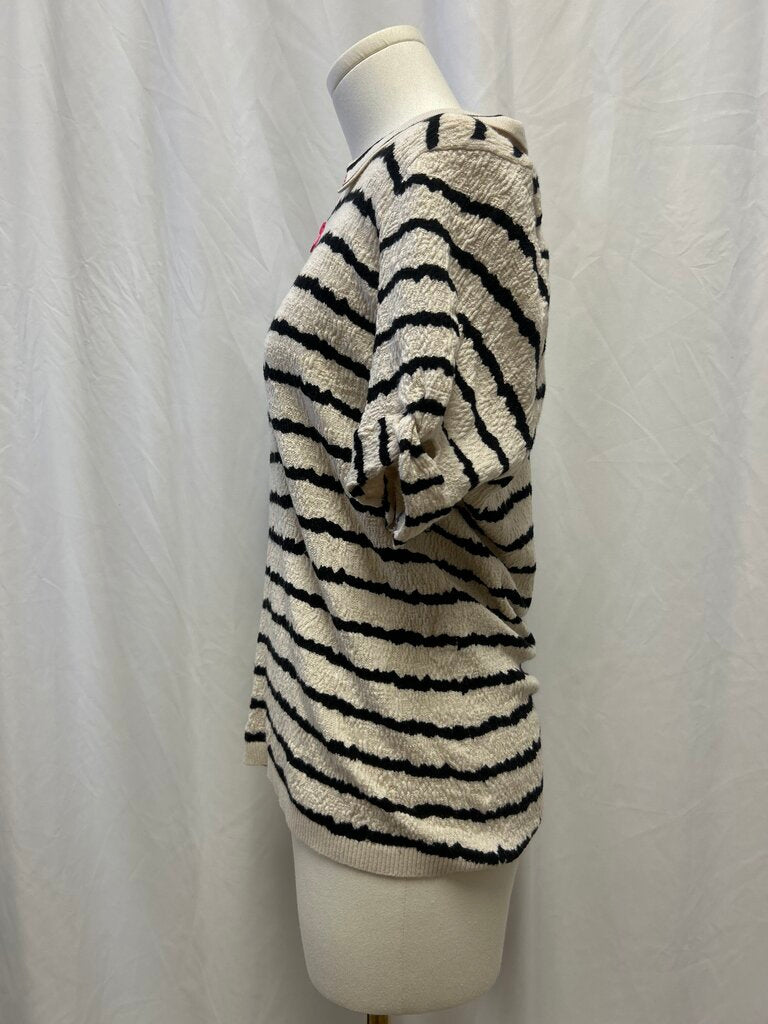 Lisa Todd Black and White Striped Polo