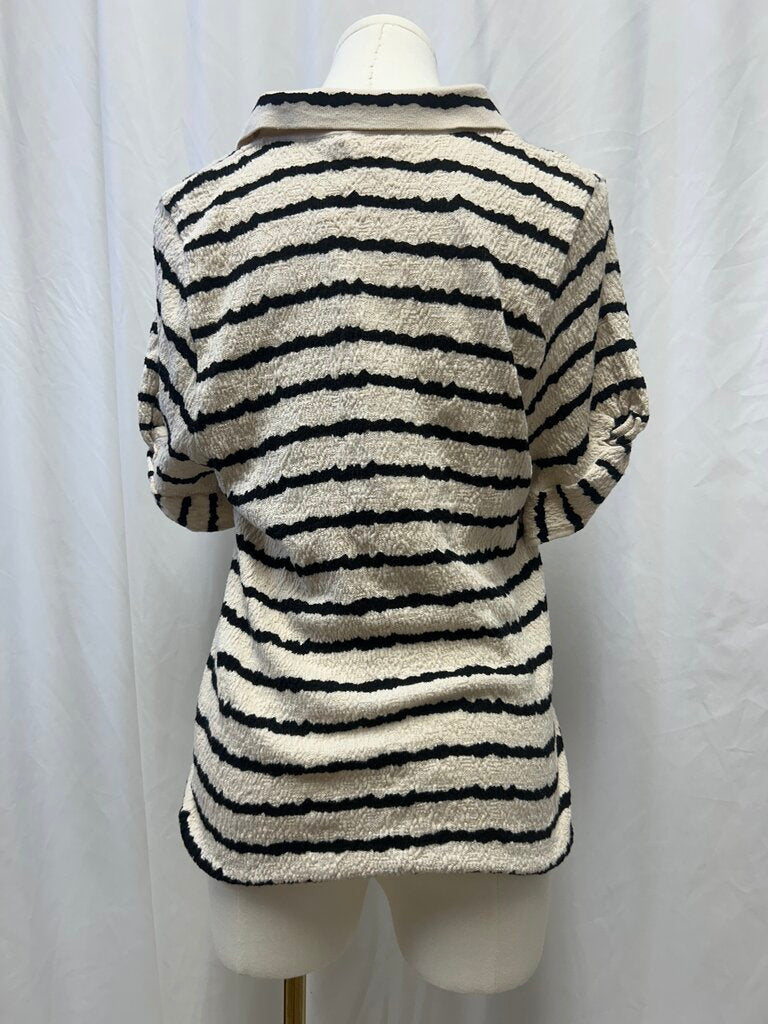 Lisa Todd Black and White Striped Polo