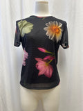Desigual Black Floral Mesh Tee