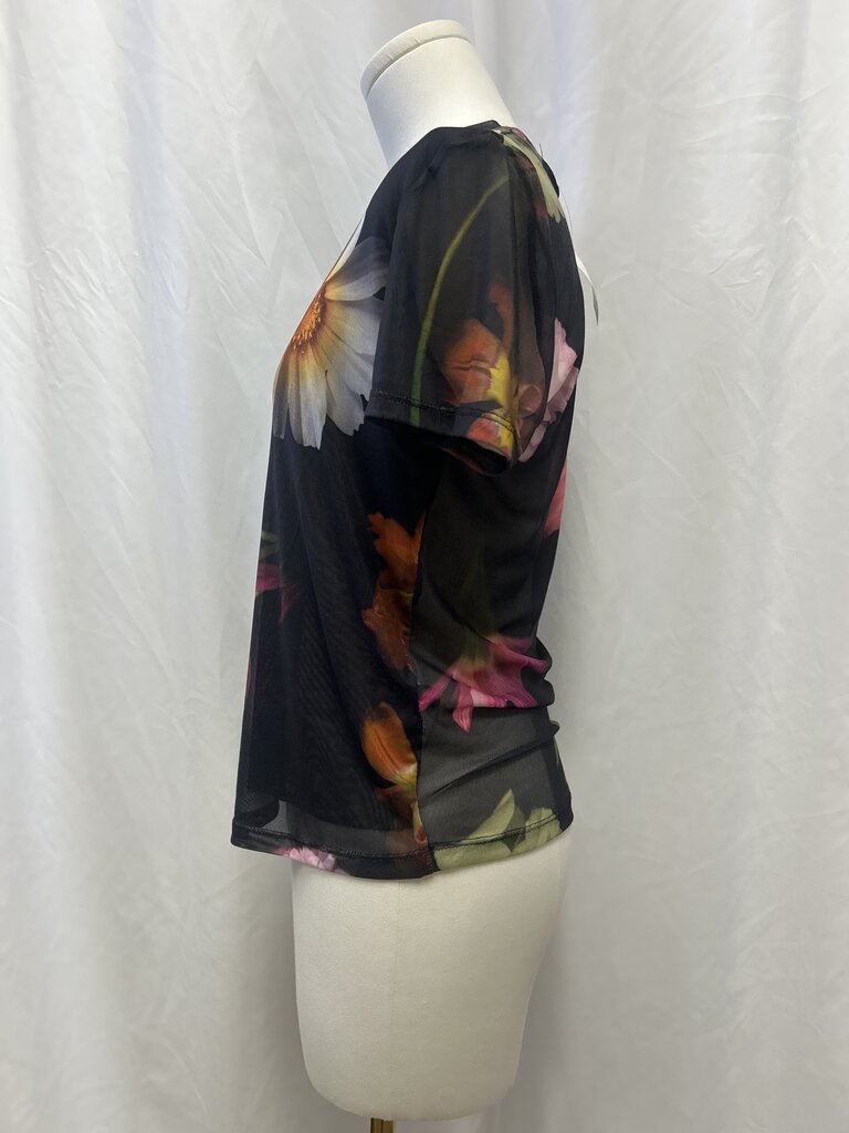 Desigual Black Floral Mesh Tee
