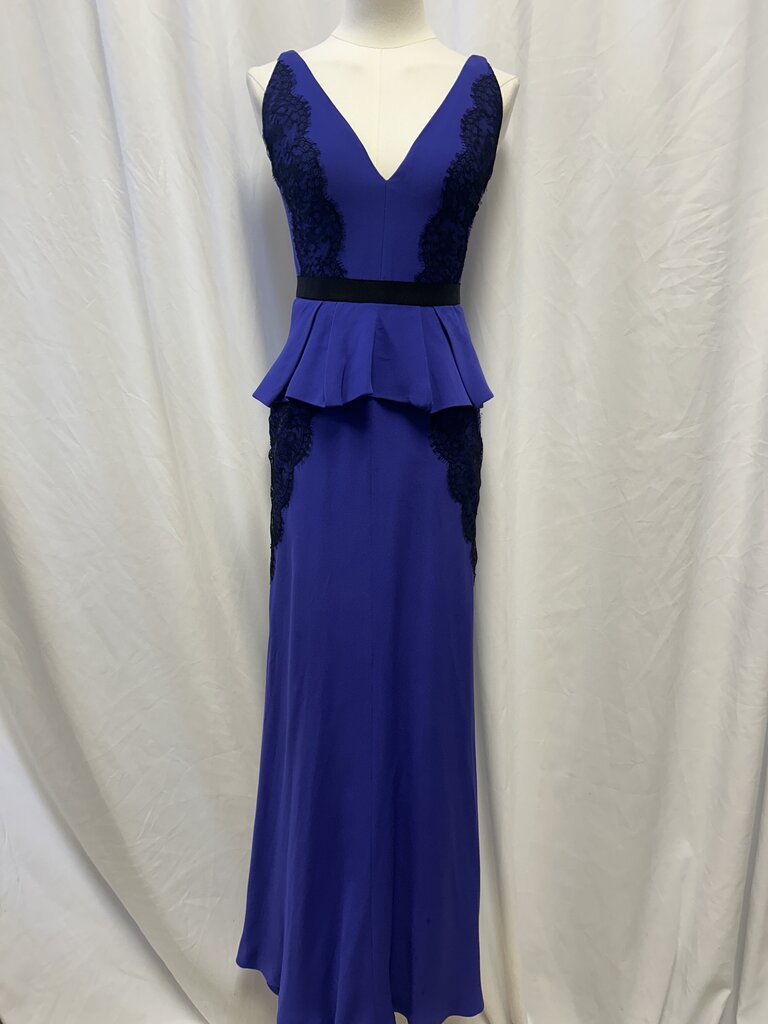 J. Mendel Black and Blue Lace Detail Gown